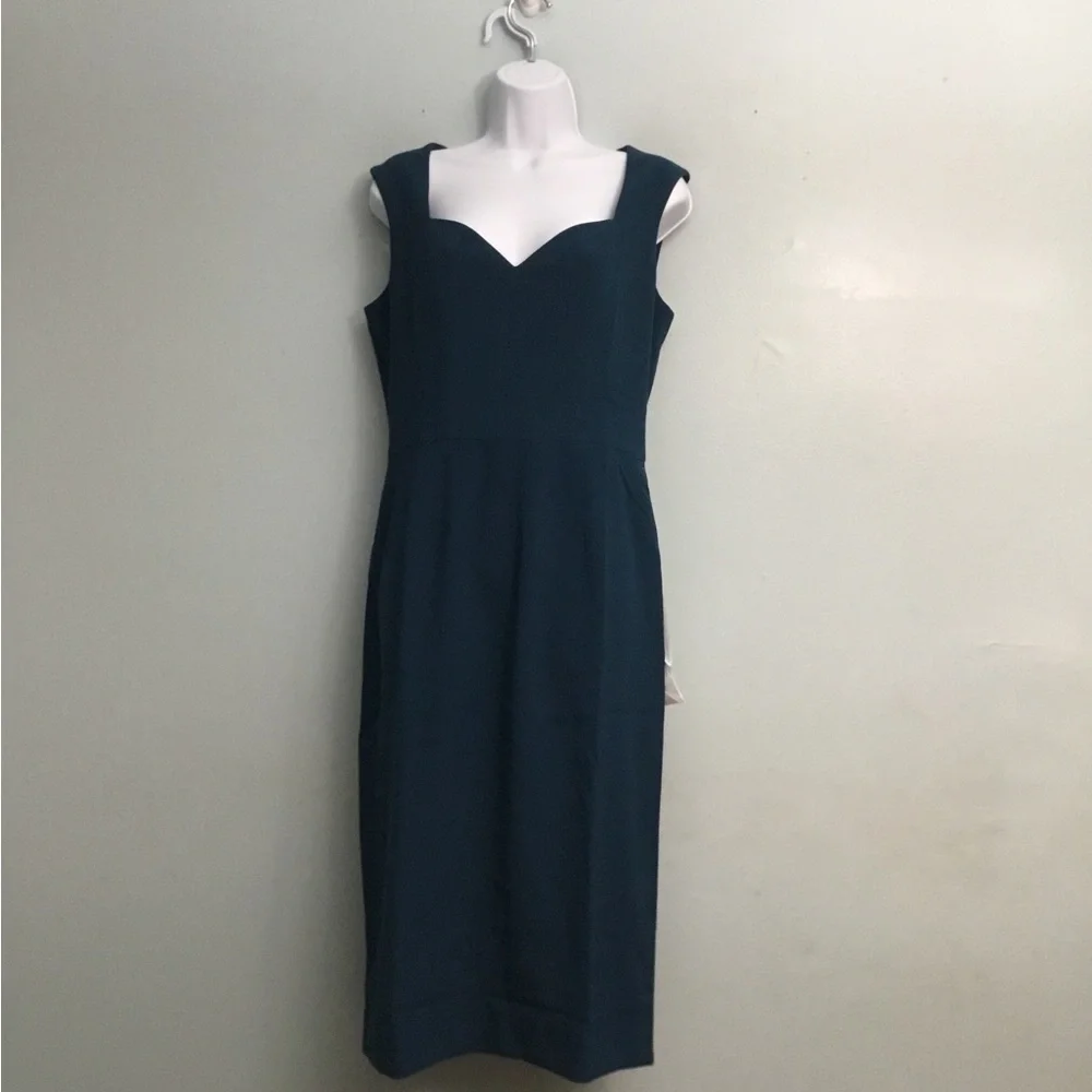 Dress the Population Blue Sheath Midi Dress Sweetheart Neckline - Picture 4 of 14